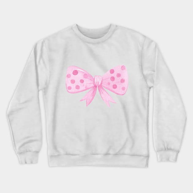 Watercolor pink bow Crewneck Sweatshirt by DreamLoudArt